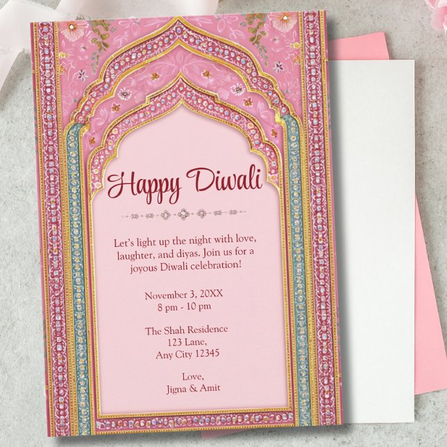 Pink Diwali Traditional Diwali Celebration Invitation (Creator Uploaded)