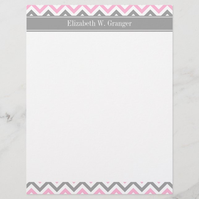 Pink Dk Grey White LG Chevron Grey Name Monogram (Front)