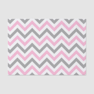 Pink, Dk Grey Wht Large Chevron ZigZag Pattern Tissue Paper