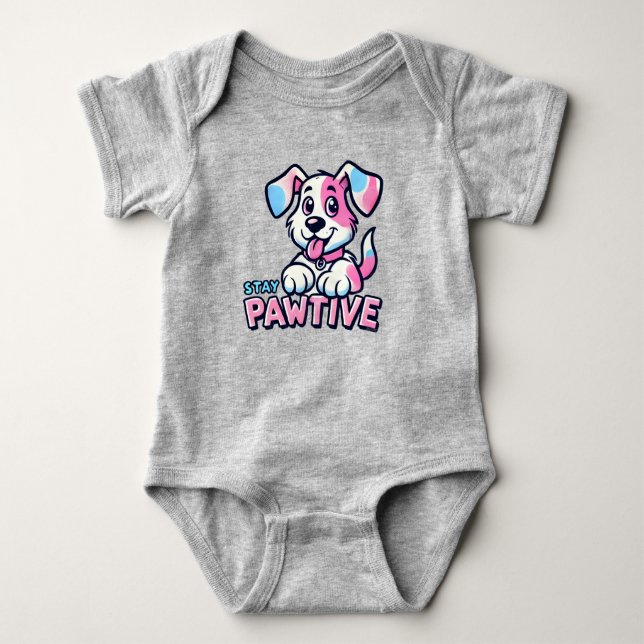 Pink Dog Animated Baby Bodysuit (Front)