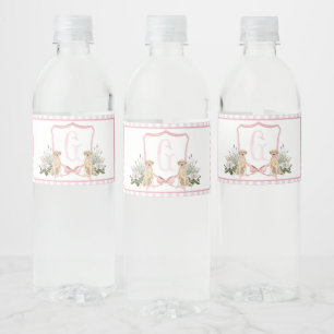 Pink Dog Baby Shower Water Bottle Labels