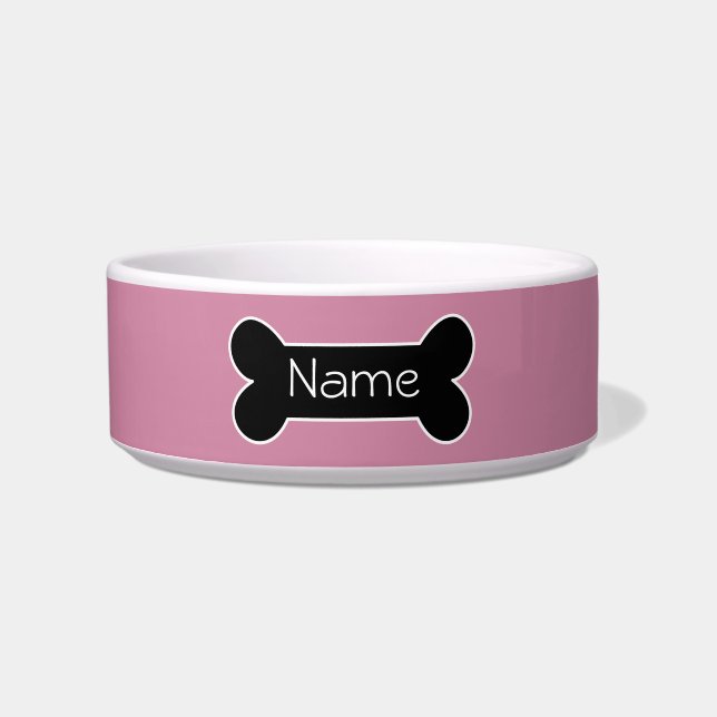 Pink Dog Bowl with Bone (Front)