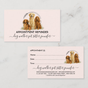pink Dog Breeds Vet Pet Care Script Appointment Business Card