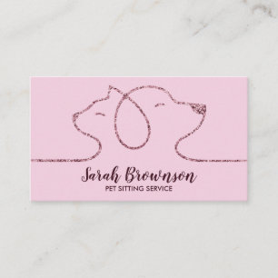 Pink Dog Cat Pet Grooming Sitting Service Business Card
