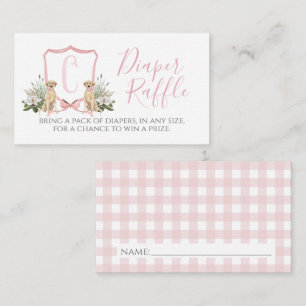 Pink Dog Girl Baby Shower Diaper Raffle Enclosure Card