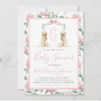 Pink Dog Girl Baby Shower Floral Preppy Southern