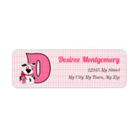 Pink Dog Monogram Letter D Address