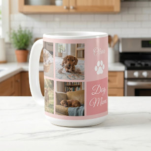 Pink Dog Mum Paw Print Eight Photos Custom Coffee Mug