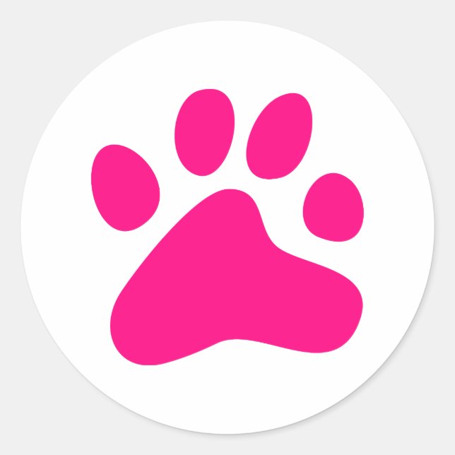 Pink Dog Paw Classic Round Sticker (Front)