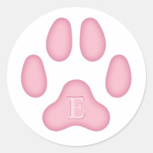 Pink Dog Paw Print Personalised Pet Monogram