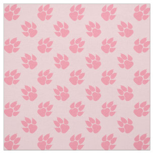 Pink Dog Paw Prints Pattern Fabric