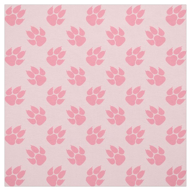 Pink Dog Paw Prints Pattern Fabric (Swatch)