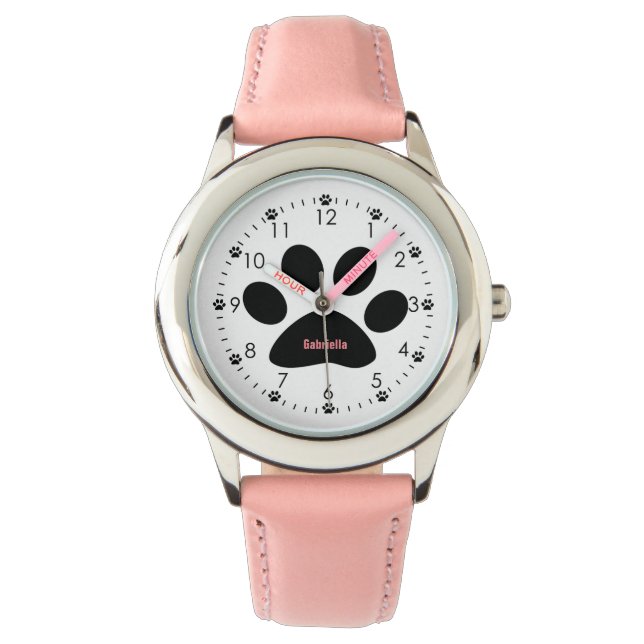 Pink Dog Paw Watch (Front)