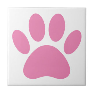 Pink Dog Pawprint Square Tile