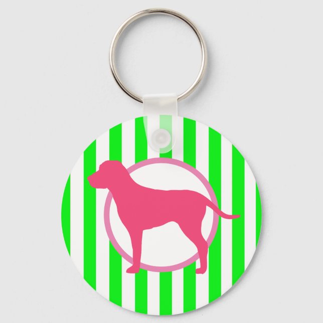 Pink Dog Stripe Keychain (Front)