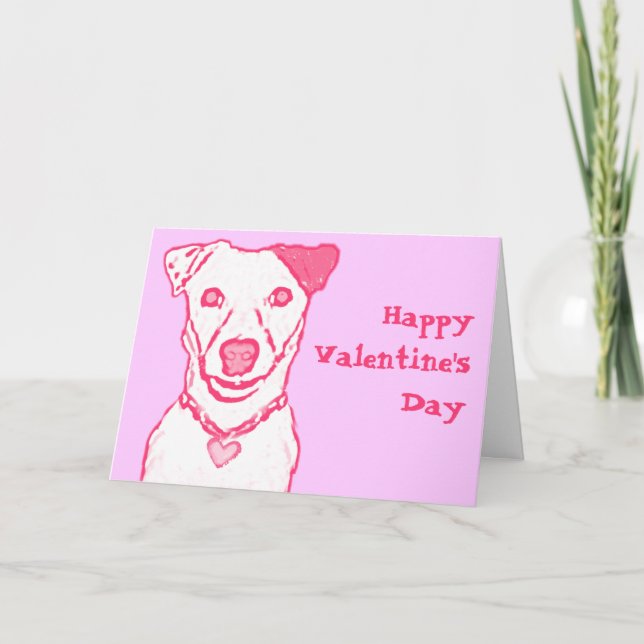 Pink Dog Valentine's Card (Front)