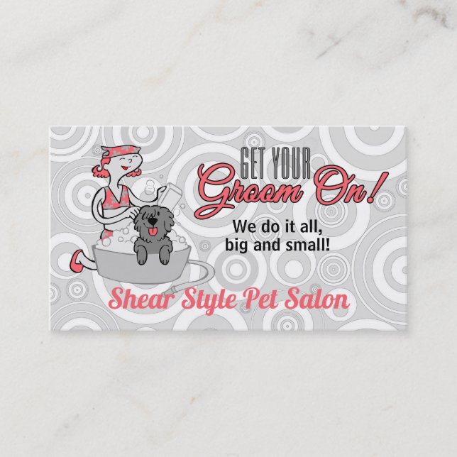 Pink Doggie Spa Groom On Pet Grooming Appointment Card (Front)