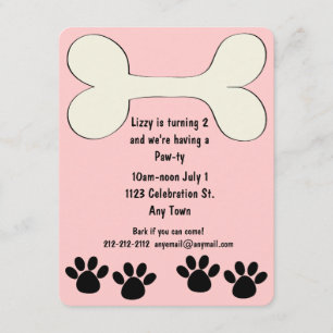 Pink Doggy Theme Birthday Invitation