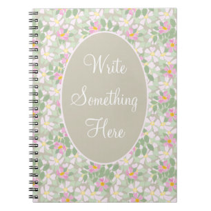 Pink Dogroses on Taupe Spiral Notebook