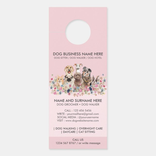 Pink Dogs Door Hanger (Front)