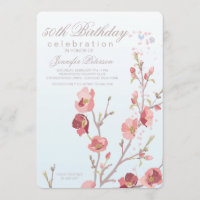 Pink Dogwood Birthday Party Invitation