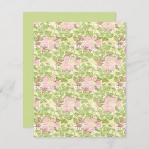Pink Dogwood Blossom Green Vintage Scrapbook Paper