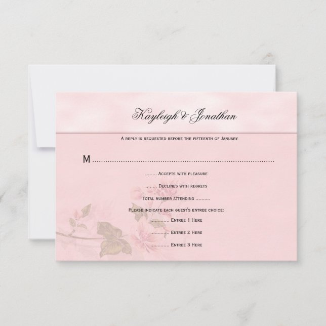 Pink Dogwood Blossoms Floral RSVP (Front)
