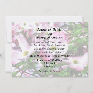 Pink Dogwood Blossoms Wedding Products Invitation