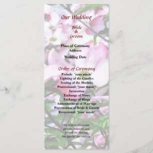Pink Dogwood Blossoms Wedding Program Programme