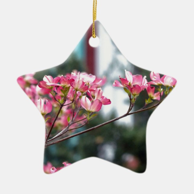 Pink Dogwood Ceramic Tree Decoration (Front)