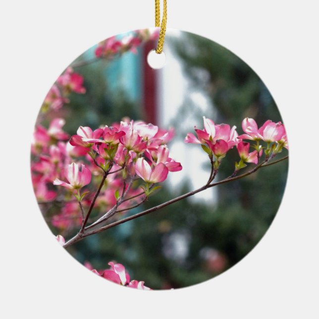 Pink Dogwood Ceramic Tree Decoration (Front)