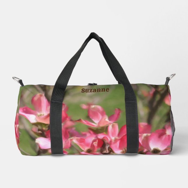 Pink Dogwood Flower Blossoms Painting Duffle Bag (Front)