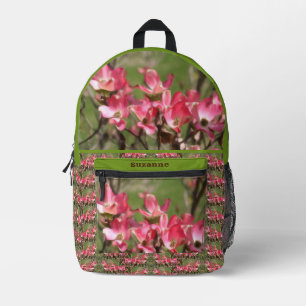 Pink Dogwood Flower Blossoms Painting Printed Backpack