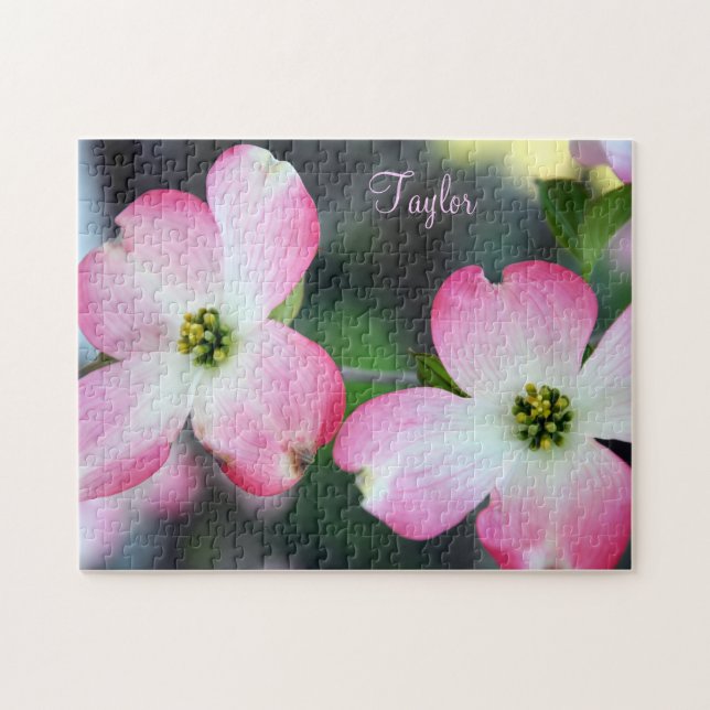 Pink Dogwood Flower Personalised Gift Puzzle (Horizontal)