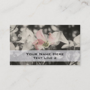 Pink Dogwood Flowers In Black And White Business Card
