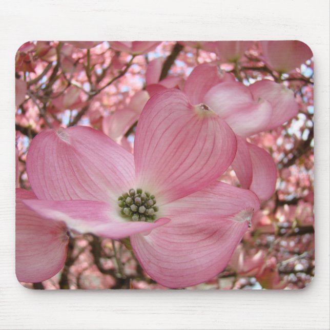 Pink DOGWOOD FLOWERS MOUSE PADS MOUSEPAD (Front)