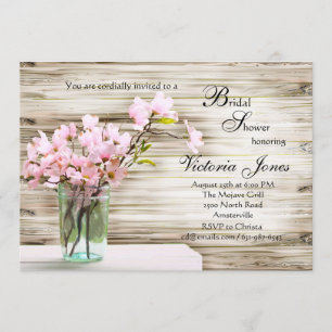 Pink Dogwood in Mason Jar Invitation
