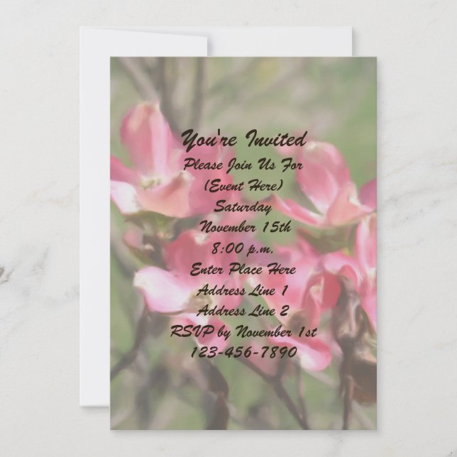 Pink Dogwood Painting Floral Art Party Invitation (Front)
