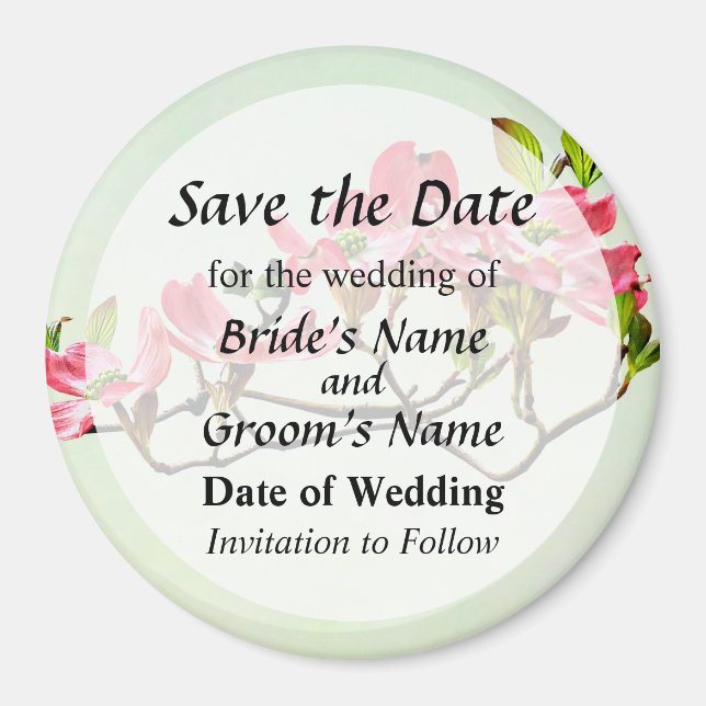 Pink Dogwood Save the Date Magnet (Front)