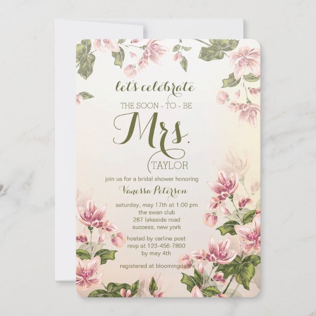 Pink Dogwoods Invitation (Front)