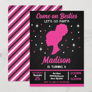 Pink Doll Besties Fashion Party Birthday  Invitation