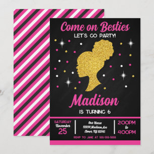 Pink Doll Besties Fashion Party Birthday Invitation