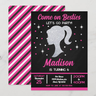 Pink Doll Besties Fashion Party Birthday Invitation