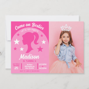 Pink Doll Besties Fashion Party Birthday Photo Invitation