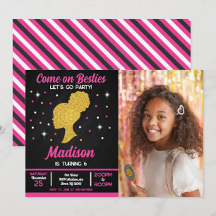 Pink Doll Besties Fashion Party Photo Birthday  Invitation