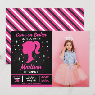 Pink Doll Besties Fashion Party Photo Birthday Invitation