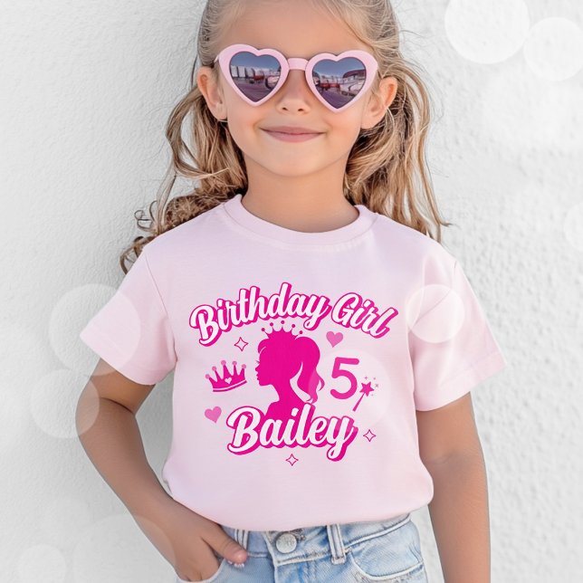 Pink Doll Birthday Girl T-Shirt, Cute Kids Name T-Shirt (Pink Doll Birthday T-shirt)
