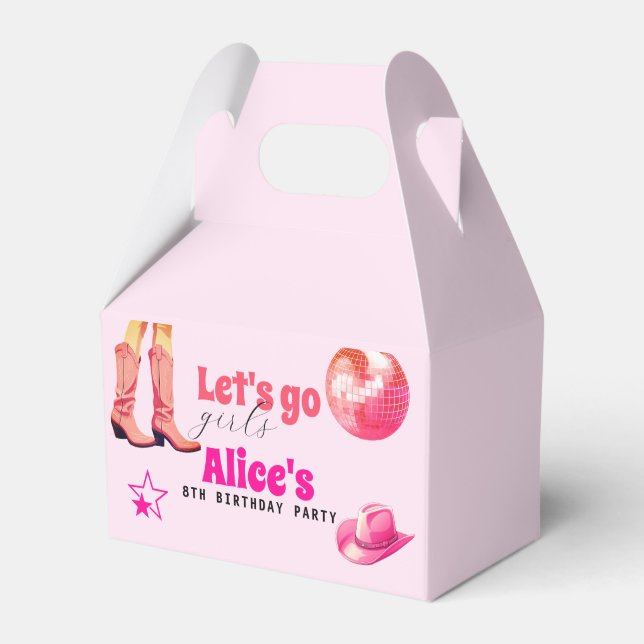 Pink Doll Birthday Party, Girl Malibu Birthday Favour Box (Front Side)