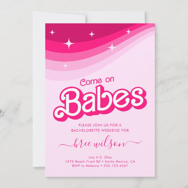 Pink Doll Fancy and Fabulous Bachelorette Party Invitation (Front)