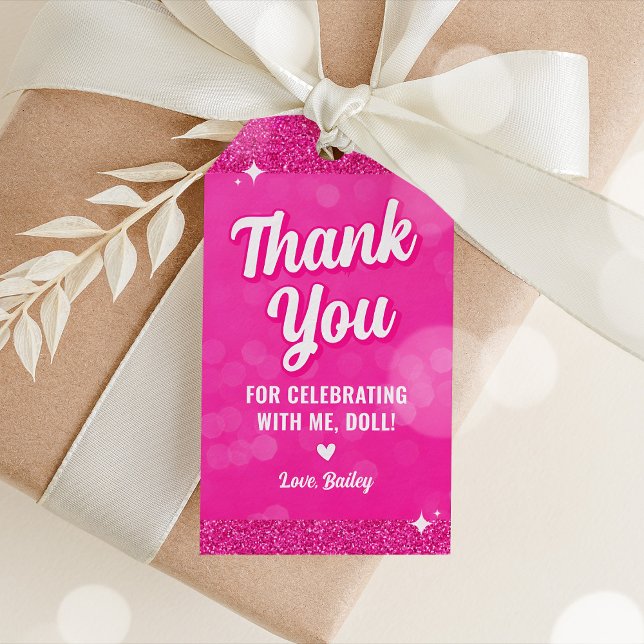 Pink Doll Fashion Thank You Gift Tag (Pink Doll Gift Tags)